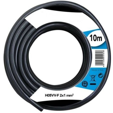 Cable eléctrico revestido en tejido negro resistente a los rayos UV
