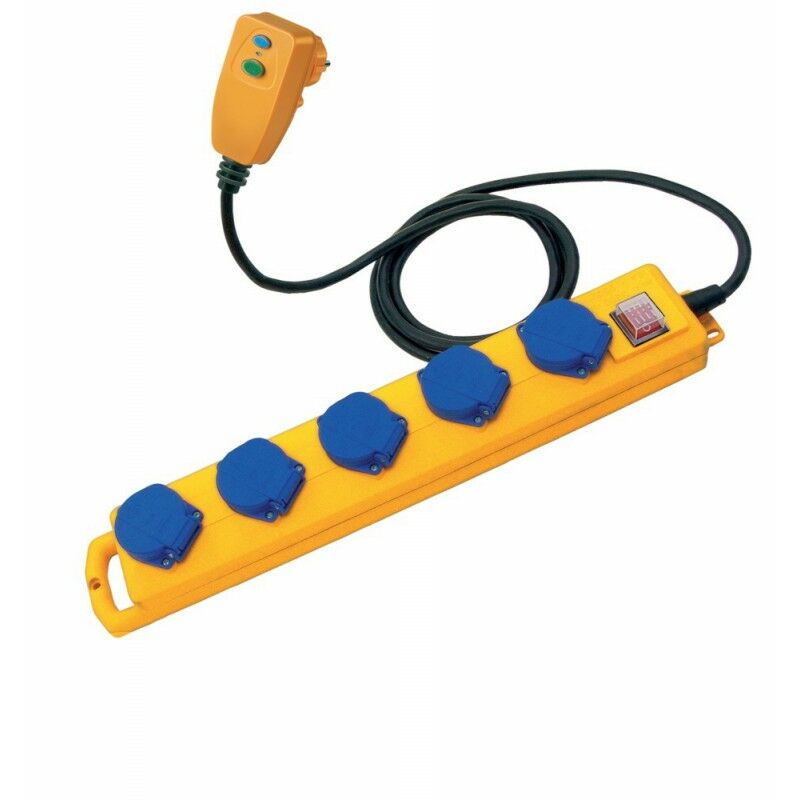 

Alargador regletas 5 tomas con capuchóns de protección amarillo 5 m H07RN-F3G1,5