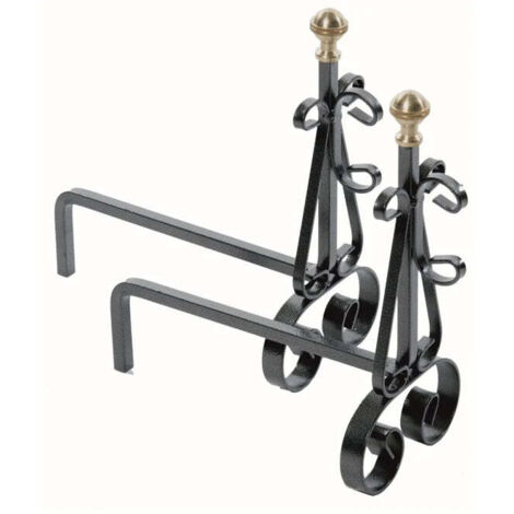 Alari Per Camino Con Pomoli In Ottone - cm.19x31x30h.