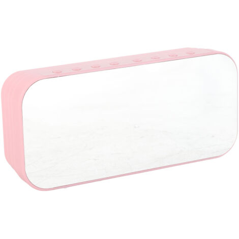 Alarm Clock Bluetooth Speaker Rechargeable Large Volume Mirror Display Portable Digital Clock Wireless Speaker Roseate