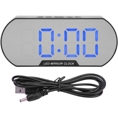 Alarm Clock LED Digital Display Makeup Mirror USB Battery Clock for Children Elderly Bedroom Office Home SchoolBlue
