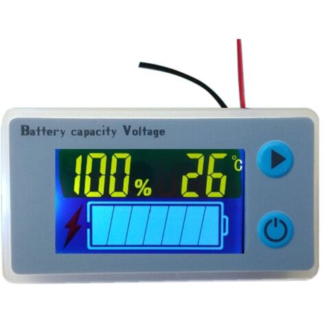Alarm plus probe Multifunction 10-100V LCD Battery Capacity Voltmeter With Temperature Display