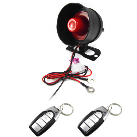Alarma antirrobo por vibración de 12 V para vehículos, unidireccional, con 2 mandos a distancia. Sensibilidad ajustable.