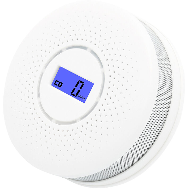 

Alarma de deteccion de humo combinada para humo y monoxido de carbono Detector de alarma de CO de humo a bateria con pantalla Luz de escape redonda