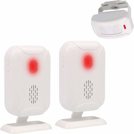 Alarma de detectores de movimiento, timbre inalámbrico para puerta delantera/casa de visitantes y tienda/buzón, kit de sistema de alarma con 1 sensor y 2 receptores