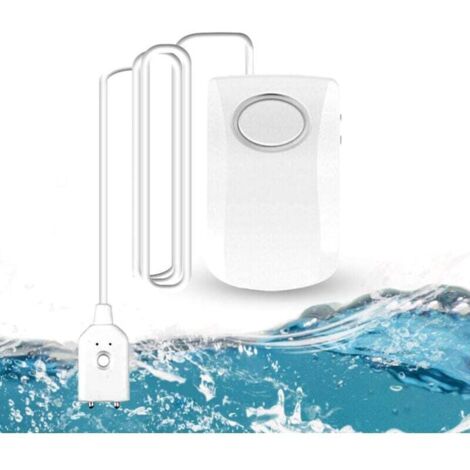 Alarma de fugas de agua de 130 dB, cable de 95 cm con sensor, alarma de seguridad para el hogar, detección de fugas de agua, batería incluida.