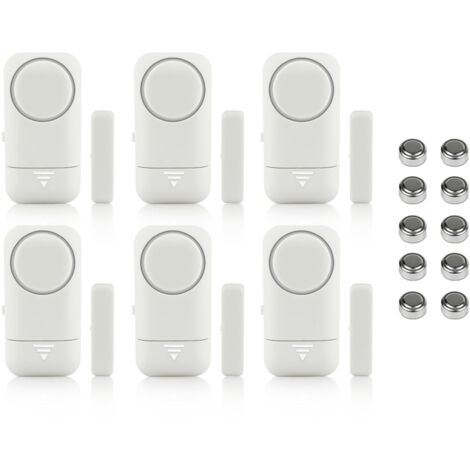 Alarma de puerta y ventana con sensor magnético inalámbrico (6 unidades) para seguridad infantil en el hogar, detectores antirrobo e intrusión, sirena de 120 dB y pilas.