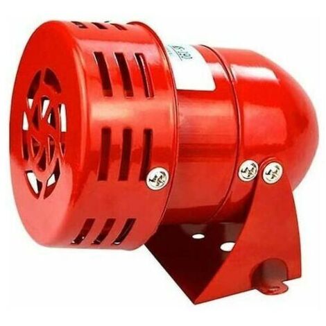 Alarma de sirena Ruikalucky, potente alarma exterior de 220 V, sirena de cable rojo con motor de 120 dB, bocina metálica, alarma industrial para barcos