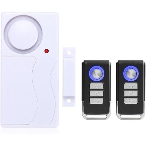 Alarma inalámbrica antirrobo para puertas y ventanas: fácil instalación, 105 dB de ruido, con control remoto (1 alarma y 2 controles remotos)
