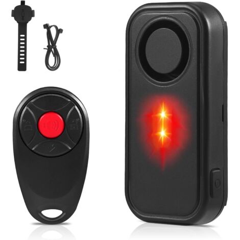Alarma inalámbrica para bicicleta de 113 dB con control remoto - Dispositivo antirrobo resistente al agua para bicicletas, motocicletas, patinetes y coches - Alarma por vibración y LED