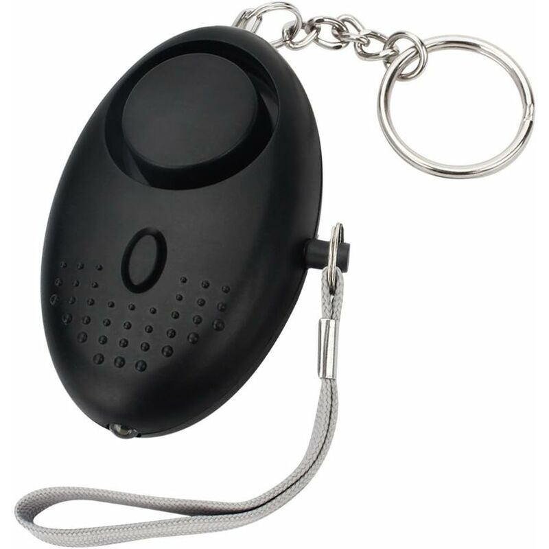 

Alarma personal , llavero de alarma de pánico, 140 DB, alarma de seguridad con luz LED para mujeres, niñas y ancianos (negro)