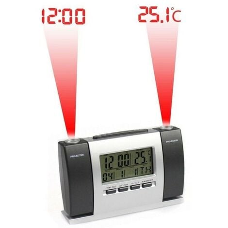 Reloj despertador de proyección con proyector giratorio de 120 °, brillo  ajustable de 4 niveles, reloj despertador de techo, volúmenes ajustables  para dormitorio