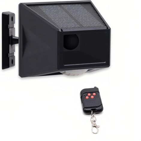 Alarma solar exterior con detector de movimiento giratorio, resistente al agua IP65, sirena de 129 dB, luz estroboscópica con control remoto para huertos, granjas y establos.
