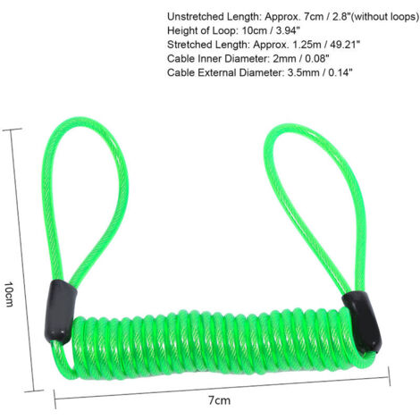 Alarme antivol pour moto et vélo, antivol de disque, rappel de ressort, câble spiralé vert-AquaForge