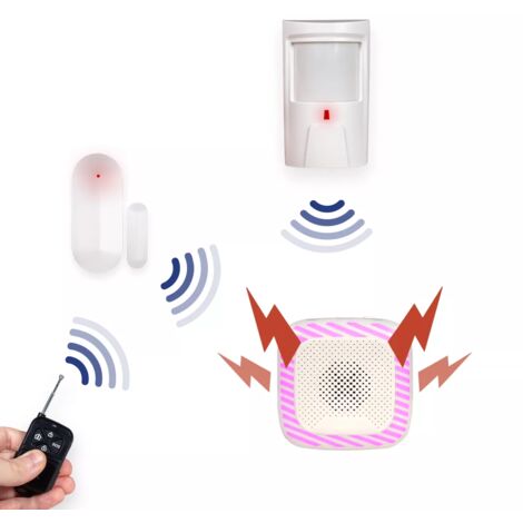 Alarme appartement sans fil - 1x PIR + 1x Détecteur d'ouverture porte / fenêtre et 1x Télécommande (HY)