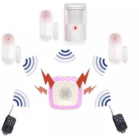 Alarme appartement sans fil - 1x PIR + 3x Détecteur d'ouverture porte / fenêtre et 2x Télécommande (HY)