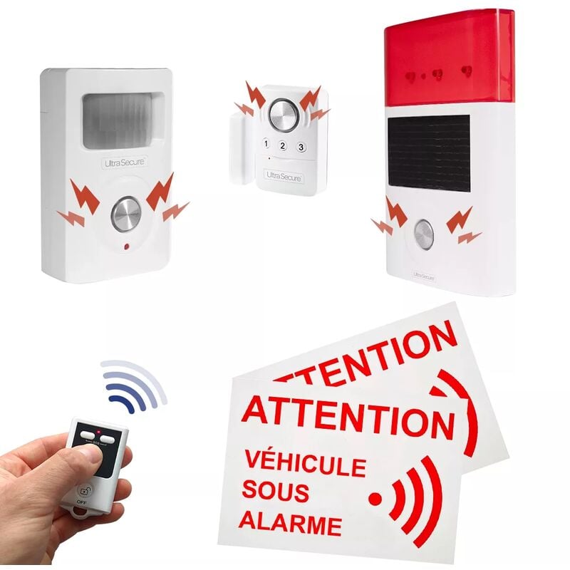 Ultra Secure - Alarme autonome sans-fil bateau essentiel 2 - Détecteur 4-en-1 + mouvement + sirène solaire + télécommande (gamme bt)