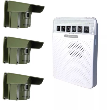 Alarme d'allée 800 mètres sans-fil avec détection de passage extérieur - PROTECT 800 (1 récepteur blanc, 3 détecteurs)