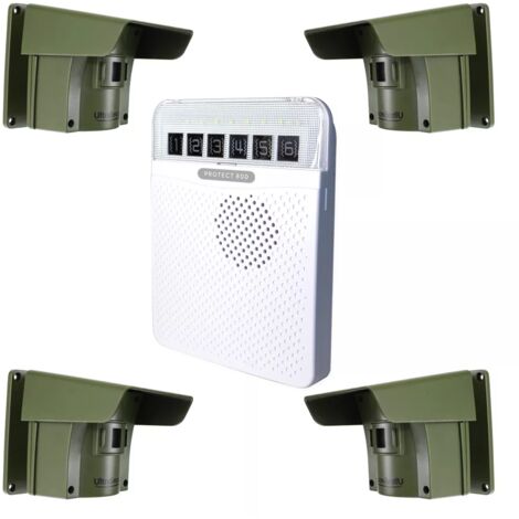 Alarme d'allée 800 mètres sans-fil avec détection de passage extérieur - PROTECT 800 (1 récepteur blanc, 4 détecteurs)