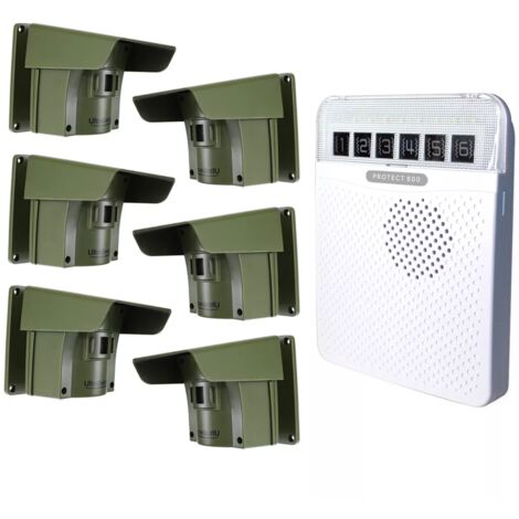 Alarme d'allée 800 mètres sans-fil avec détection de passage extérieur - PROTECT 800 (1 récepteur blanc, 6 détecteurs)