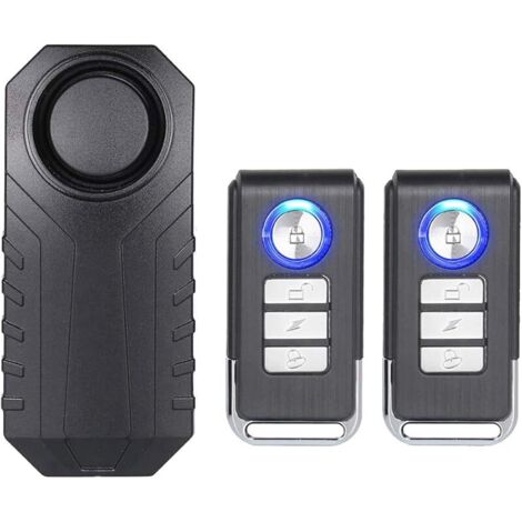 Alarme De Moto De Vélo sans Fil, Alarme De Capteur De Sécurité Antivol Imperméable à l'eau avec Son Super Puissant De 113 DB, Sensibilité De 7 Niveaux (2 Télécommande Incluse)