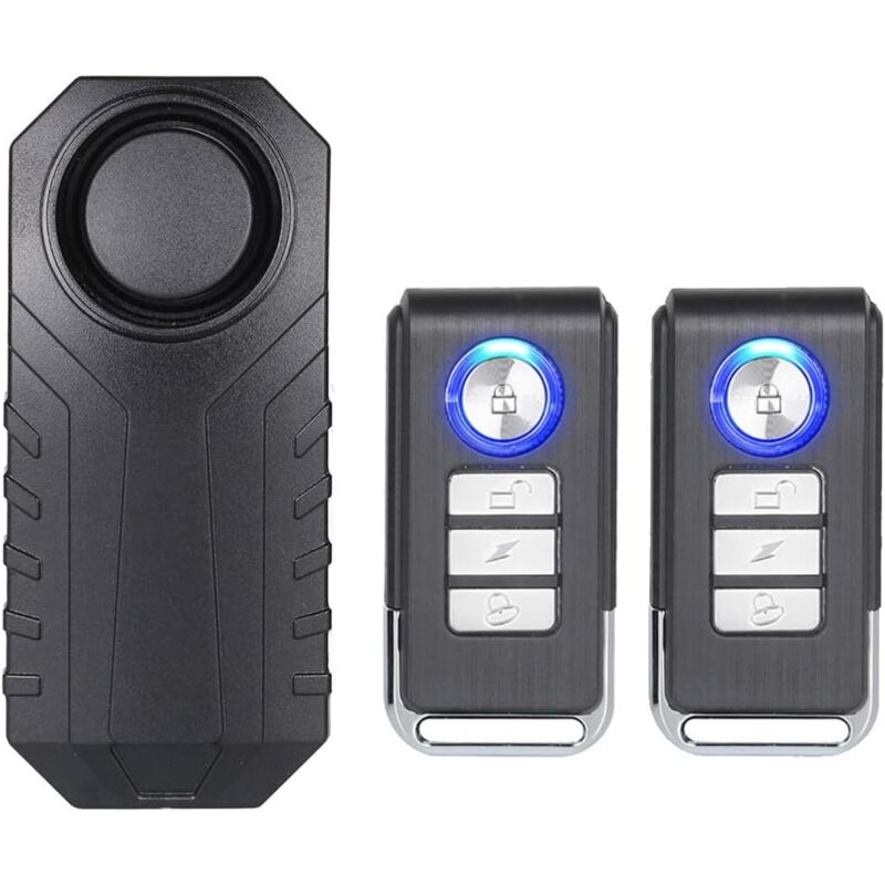 Alarme De Moto De Vélo sans Fil, avec Son Super Puissant De 113 DB, Sensibilité De 7 Niveaux (2 Télécommande Incluse)