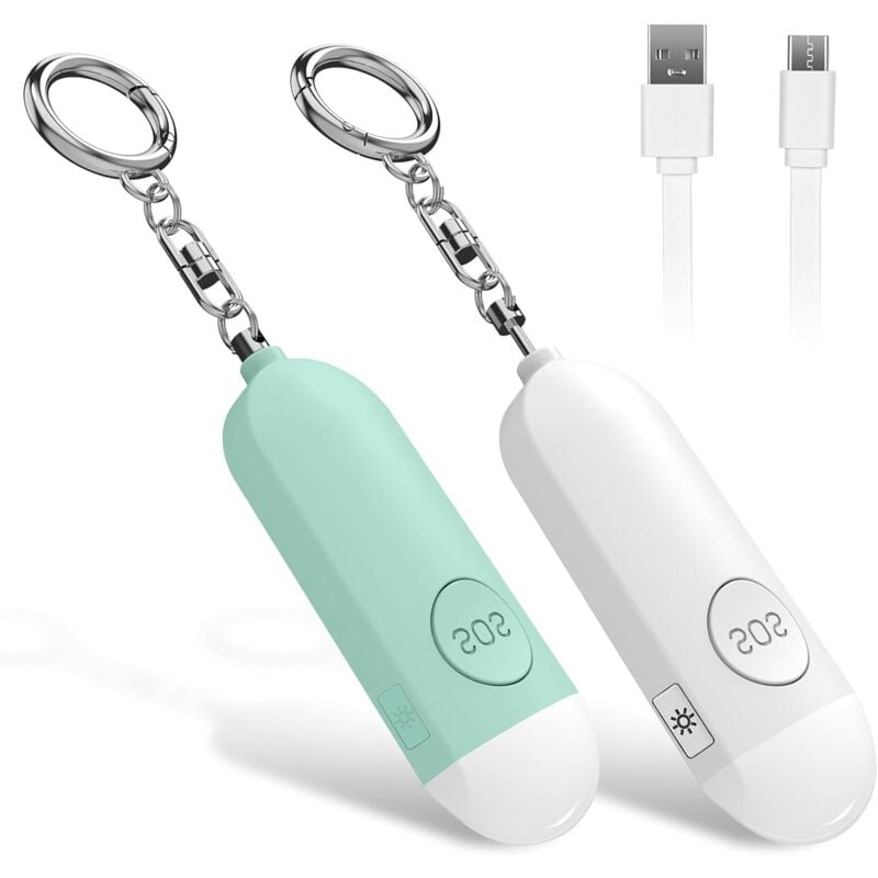 Alarme de Poche Rechargeable, Auto-défense Personnel Indispensable avec Une Sirène Anti-agression de 130 DB et Lumière LED, pour Femmes, Enfants et