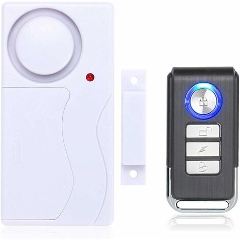 Alarme de Porte et Fenêtre - Alarme Antivol sans Fil avec Télécommande, Facile à Installer, 105db Très Fort (Comprend 1 Alarme et 1 Télécommande)