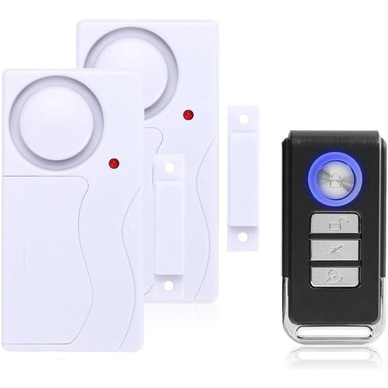 Linghhang - Alarme de Porte et Fenêtre - Alarme Antivol sans Fil avec Télécommande, Facile à Installer, 105db Très Fort (Comprend 2 Alarme et 1