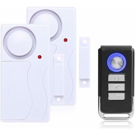 Alarme de Porte et Fenêtre - Alarme Antivol sans Fil avec Télécommande, Facile à Installer, 105db Très Fort (Comprend 2 Alarme et 1 Télécommande)