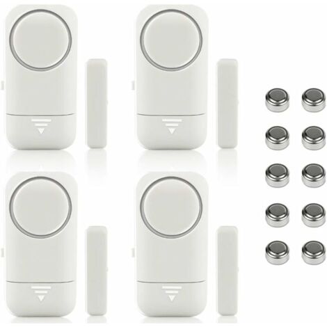 Alarme de Porte et Fenêtre Capteur sans Fil Magnétique pour Système de Sécurité Maison Sécurité Enfants - Anti-Intrusion Anti-Vol Contre Cambriolage Détecteurs 120dB Sirène avec Piles 4pcs