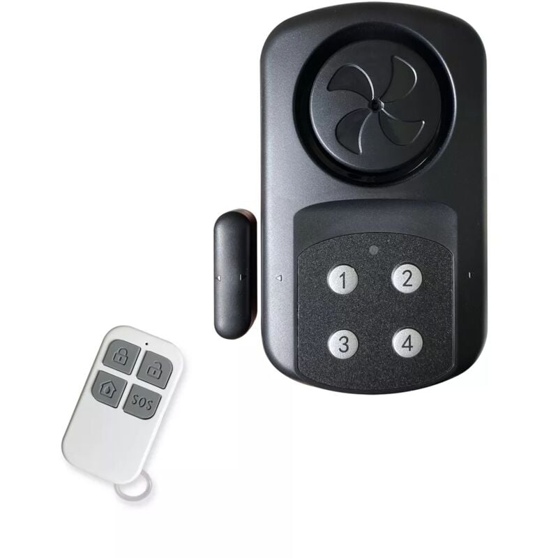 Alarme de porte ouverte autonome sur piles étanche IP67 avec sirène intégrée - clavier et télécommande