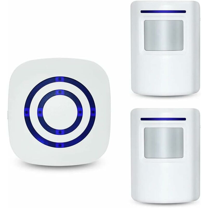 Alarme de sécurité à détecteur de mouvement extérieur sans fil : sonnette de porte à détecteur de mouvement infrarouge avec 1 récepteur enfichable et