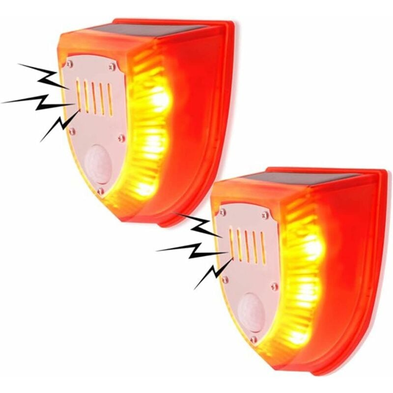 Gotrays - Alarme de sécurité solaire stroboscopique davertissement extérieur de ferme cour et détecteur de mouvement panneau polycristallin étanche