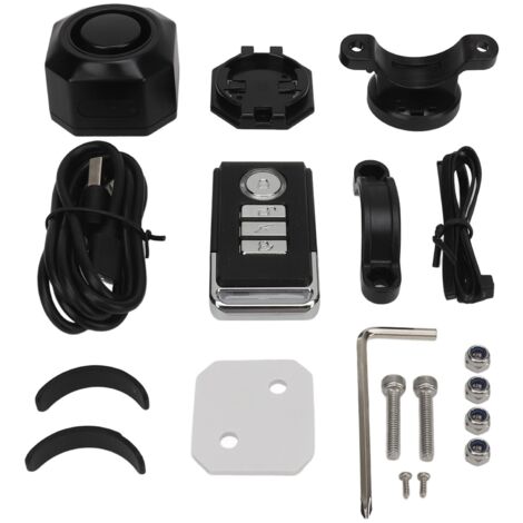 Alarme de vélo Rechargeable 110dB, étanche IP65, système de capteur de mouvement et de Vibration antivol avec télécommande