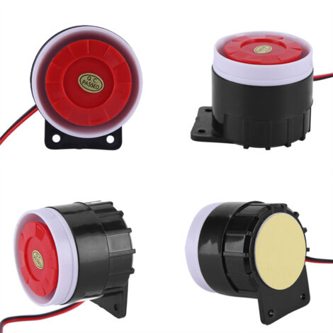 [Alarme Domestique] Corne d'Alarme Mini Filaire 12V DC Sécurité Maison 110 dB Système Sonore Anti-Intrusion Plastique et Métal Rouge et Noir 92cm Fil 1 Pièce
