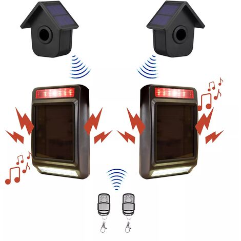 Alarme extérieure autonome sans fil longue distance (600m) - 2 détecteurs de mouvements + 2 sirène solaires (DA600+)