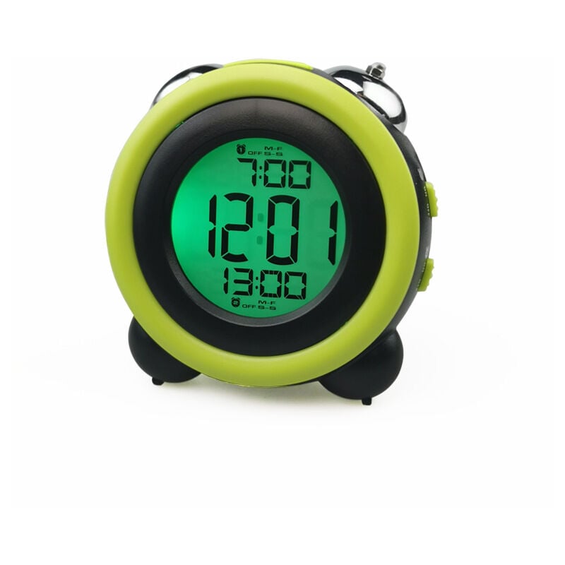 Feiyue - Alarme forte pour les dormeurs, alarme en option, double réglage d'alarme, fonction snooze (bleu)