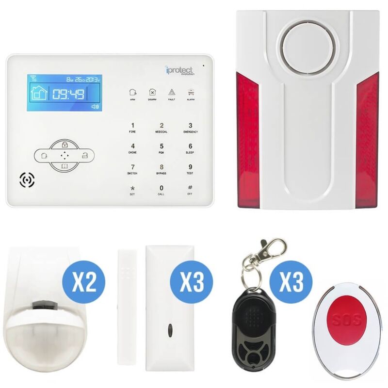 Iprotect Evolution - Kit 09 Alarme gsm avec sirène extérieure sans fil