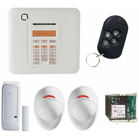 Alarme GSM PowerMaster 10 – Kit de base avec 2 détecteurs de mouvement – Portée radio 2 km – Sirène 110 dB – Application VisonicGo