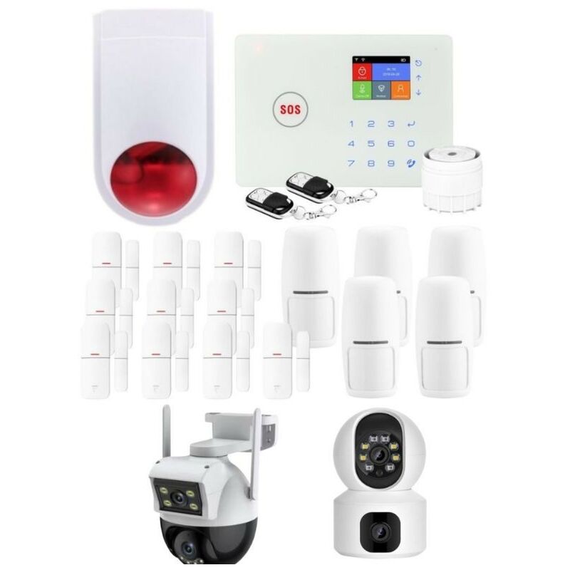Alarme maison connectée sans fil wifi et gsm amazone avec 2 caméras double objectif - lifebox