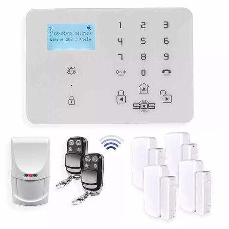 Alarme maison GSM sans fil - Centrale 4G + 1x PIR + 4x ouvertures / vibrations et 2 télécommandes (KP)