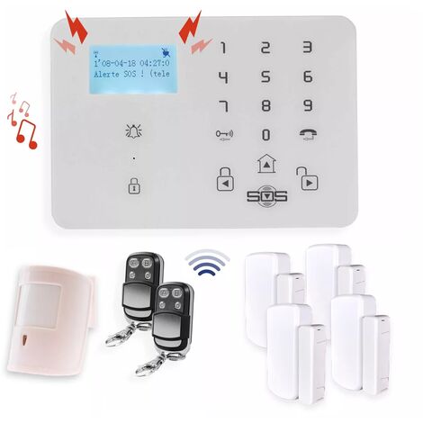 Alarme maison GSM sans fil - Centrale 4G + 1x PIR animal + 4x ouvertures / vibrations et 2 télécommandes (KP)