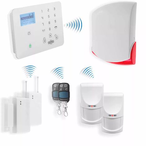 Alarme maison GSM sans fil - Centrale 4G + 2x PIR + 2x ouvertures et sirène extérieure (KP)