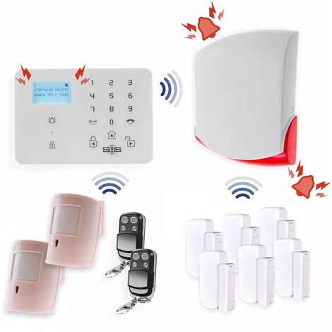 Alarme maison GSM sans fil - Centrale 4G + 2x PIR animal + 6x ouvertures / vibrations et sirène extérieure (KP)