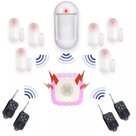 Alarme maison sans fil - 1x Détecteur de mouvements aimal / 6x Ouverture et 2x Télécommande (HY)
