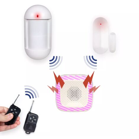 Alarme maison sans fil - 1x Détecteur de mouvements animal / 1x Ouverture et 2x Télécommande (HY)