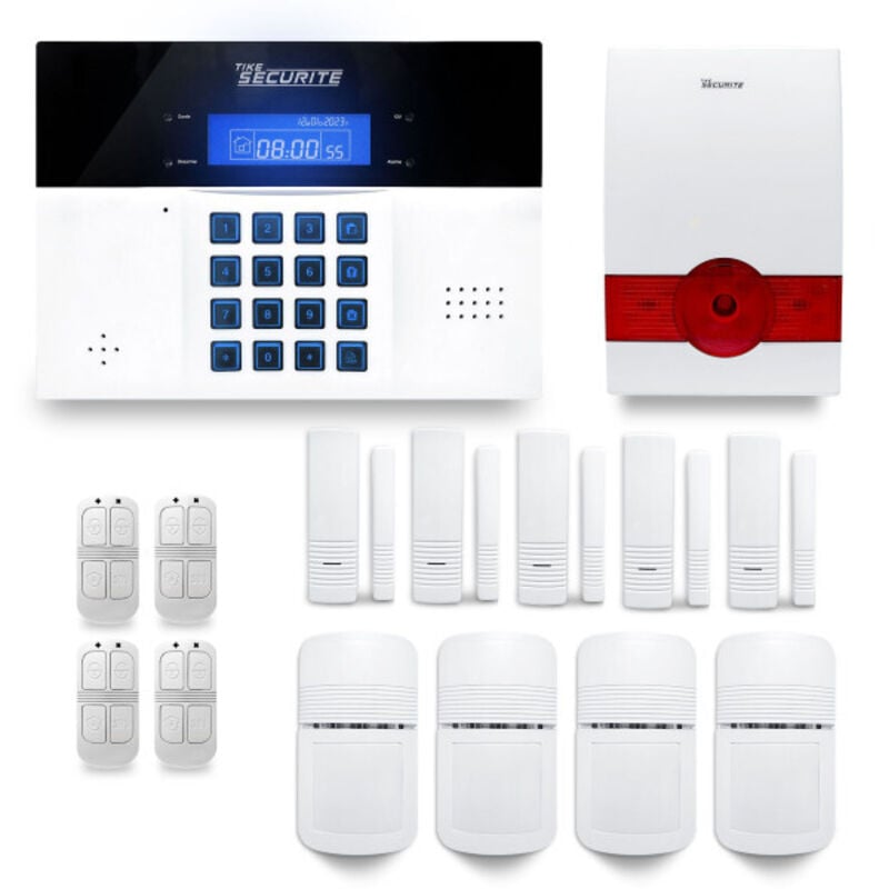 Tike Sécurité - Alarme maison sans fil DNBi34 Compatible Box internet
