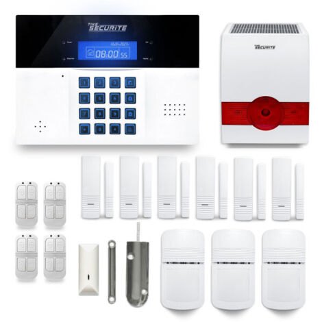 Alarme maison sans fil DNBi47 – 32 zones sans fil – Détecteurs de mouvement et d'ouverture – Sirène extérieure solaire – Tike Sécurité