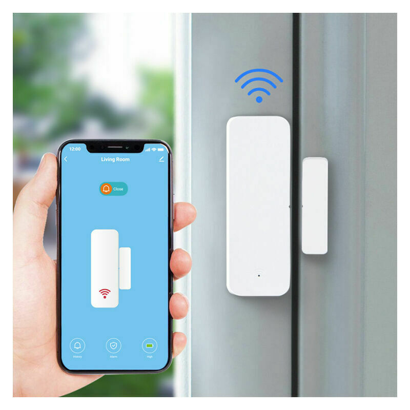 Alarme maison Sans Fil WiFi Capteur de Porte Fenêtr Intelligent, Télécommande Low Energy Alarme Maison (Blanc)